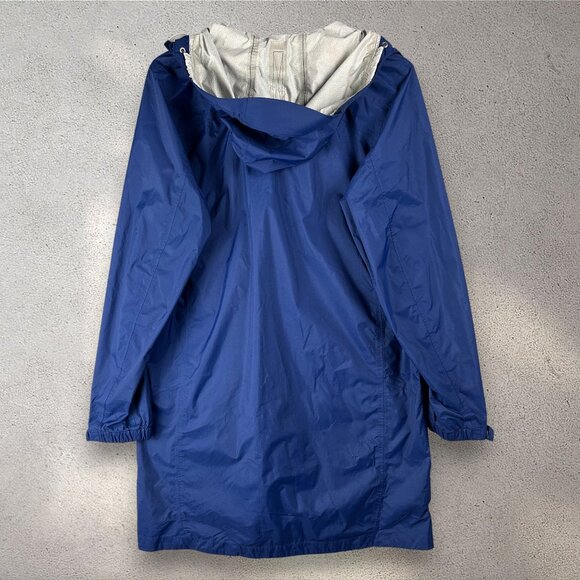 LL Bean Trail Model Raincoat Women's M Blue Long Waterproof Jacket Hooded Rugged - Picture 2 of 13